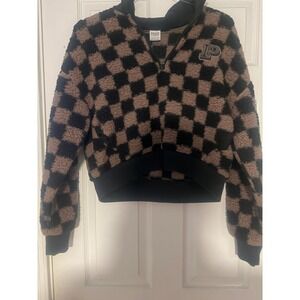 Victoria's Secret PINK Cozy Fleece Half Zip Pullover Checkered Size XS